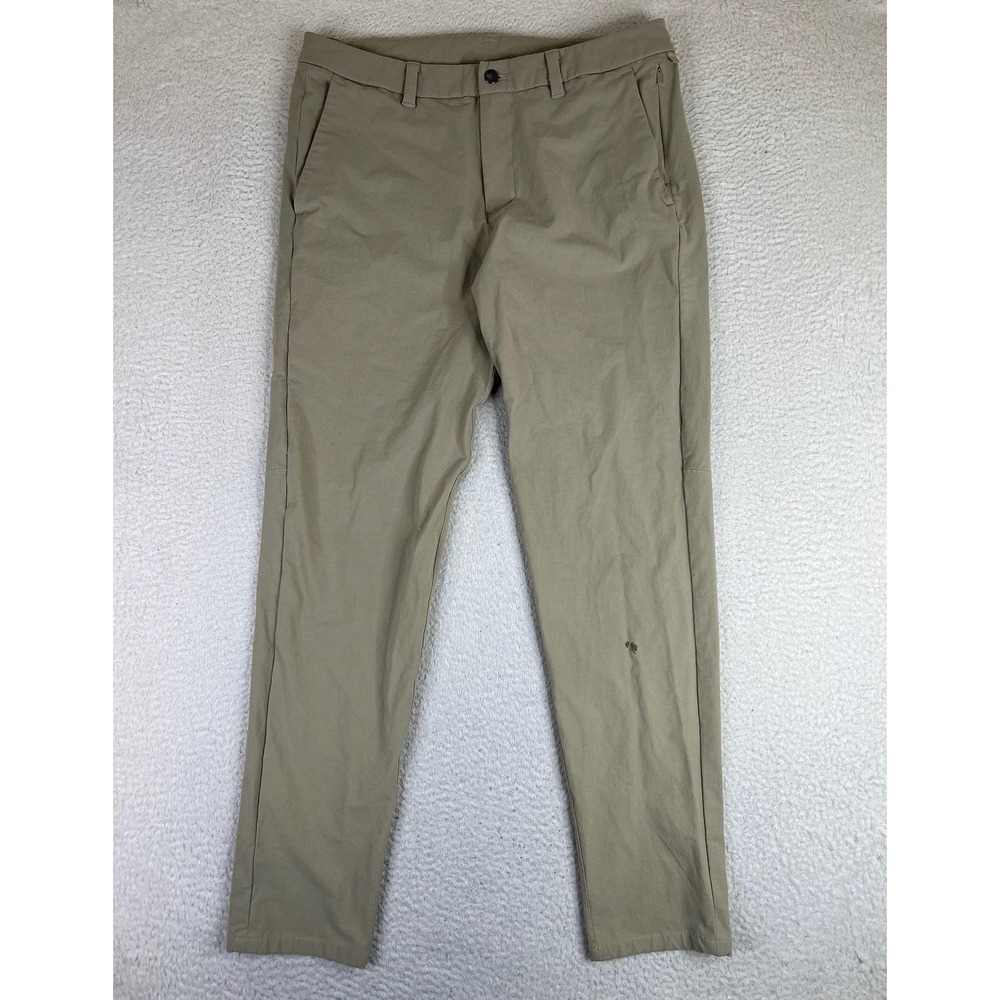 Lululemon Mens 34x30 Beige Slim Fit Stretch Canvas Chino Casual Pants